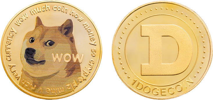 Dogecoin DOGE Isolated on White Background with Clipping Path